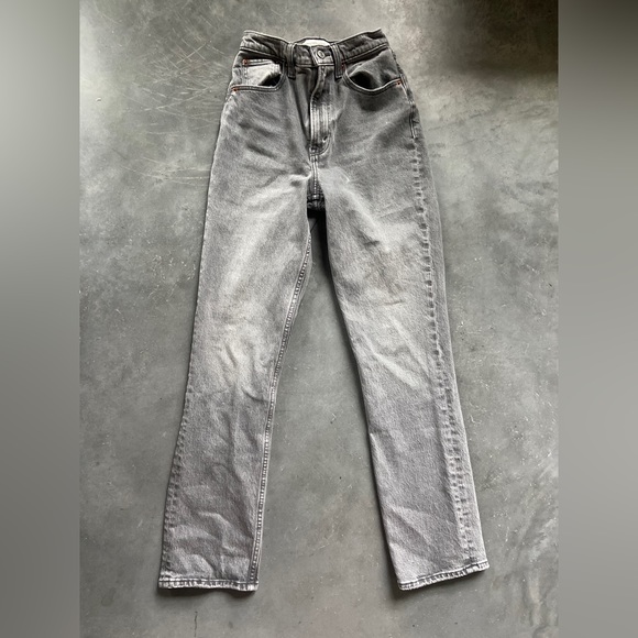 Abercrombie 90’s Straight Ultra High Rise - Curve Love, size 24, 00, light gray - Picture 1 of 5